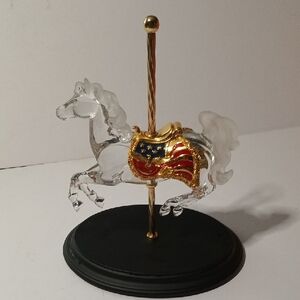 Franklin Mint Glass Patriot Carousel Horse by William Denzel The 3
